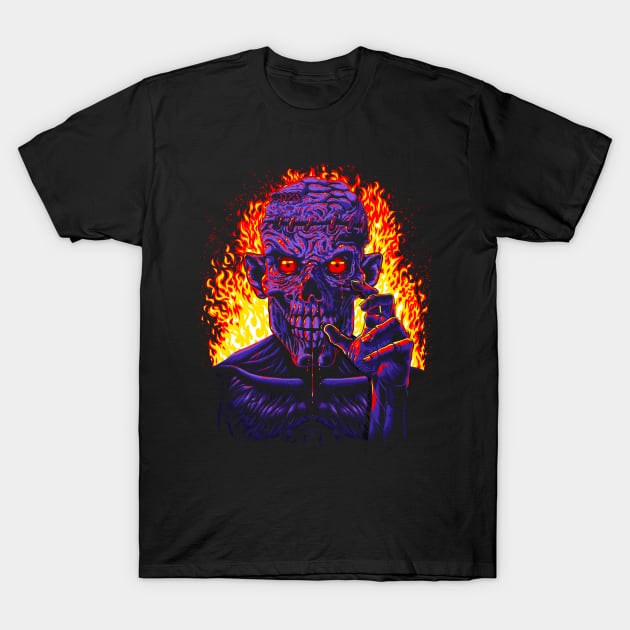 Zombie in flames T-Shirt by albertocubatas